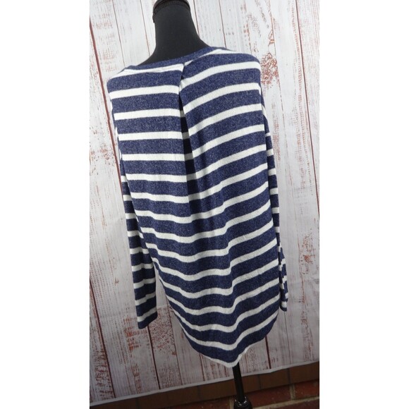 MERONA Tee Shirt Womens  XS navy blue/white stripe long sleeve stretch Nautical. - Picture 2 of 9